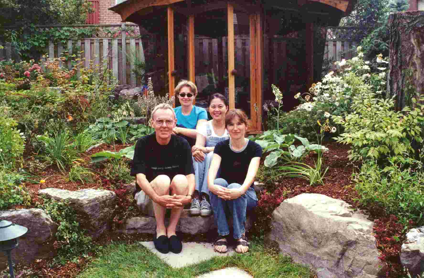 Jarka, Julia, Marina and me in my backyard. [Summer, 2002]