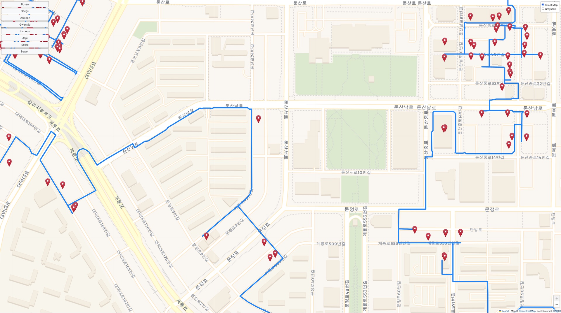 Screenshot of city map