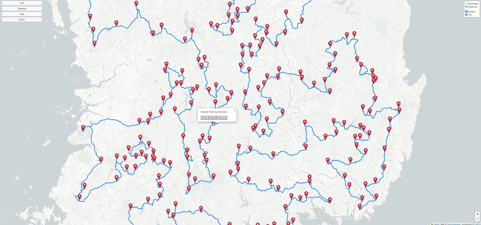 Screenshot of Korean Mountain map