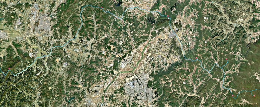 Mountain trail with image background