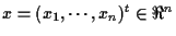 $x=(x_1, \cdots, x_n)^t \in \Re^n$