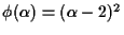 $\phi(\alpha)=(\alpha -2)^2$